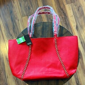 Badgley Mischka Red Tote Bag